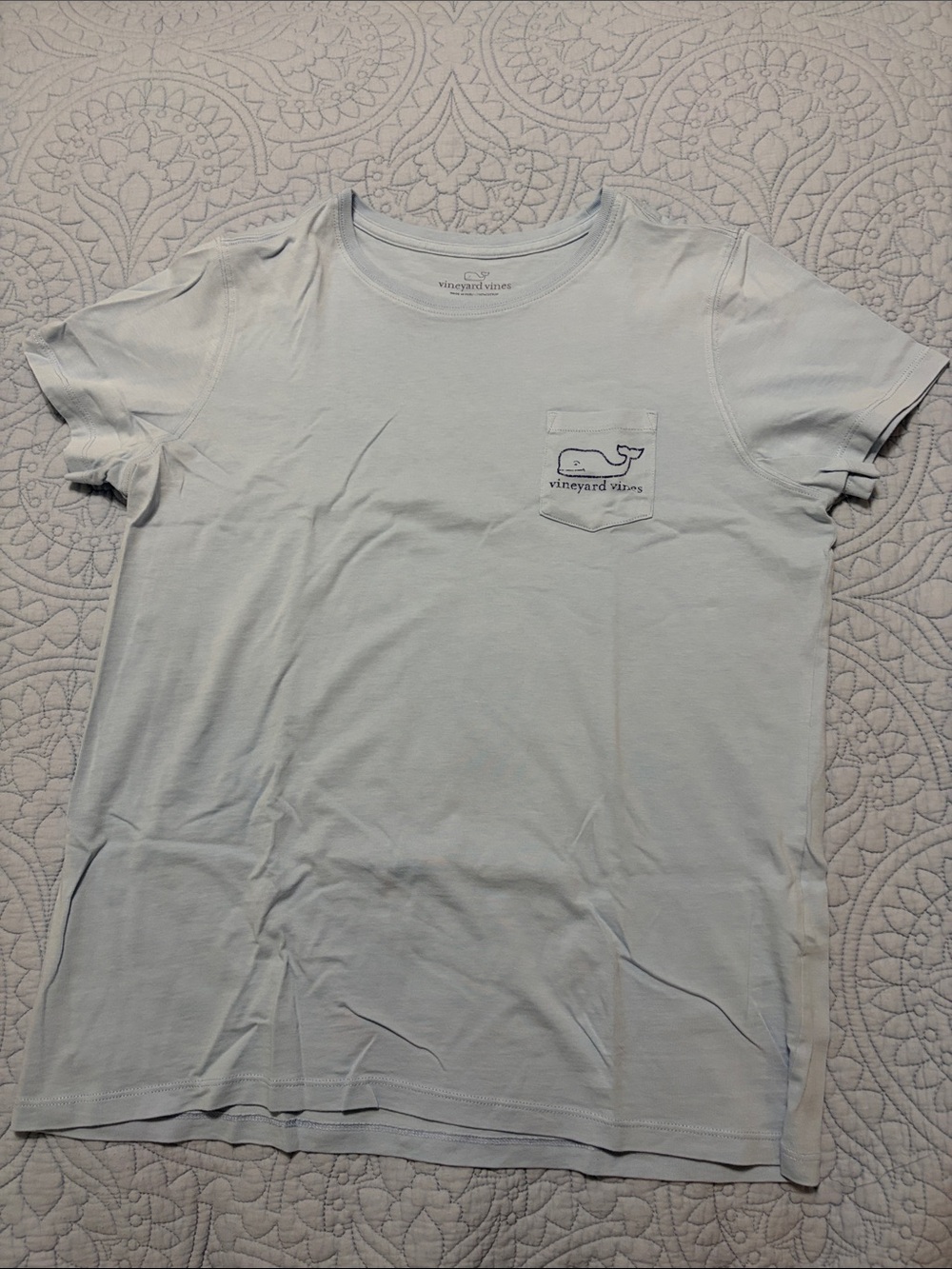 Vineyard Vines Pale Blue Whale Pocket Tee
